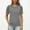 Gray, variant on Qulqfy Tops for Women Cotton Linen Casual Black Puff Sleeve Solid Color Crew Neck T-shirt Womens Tees L