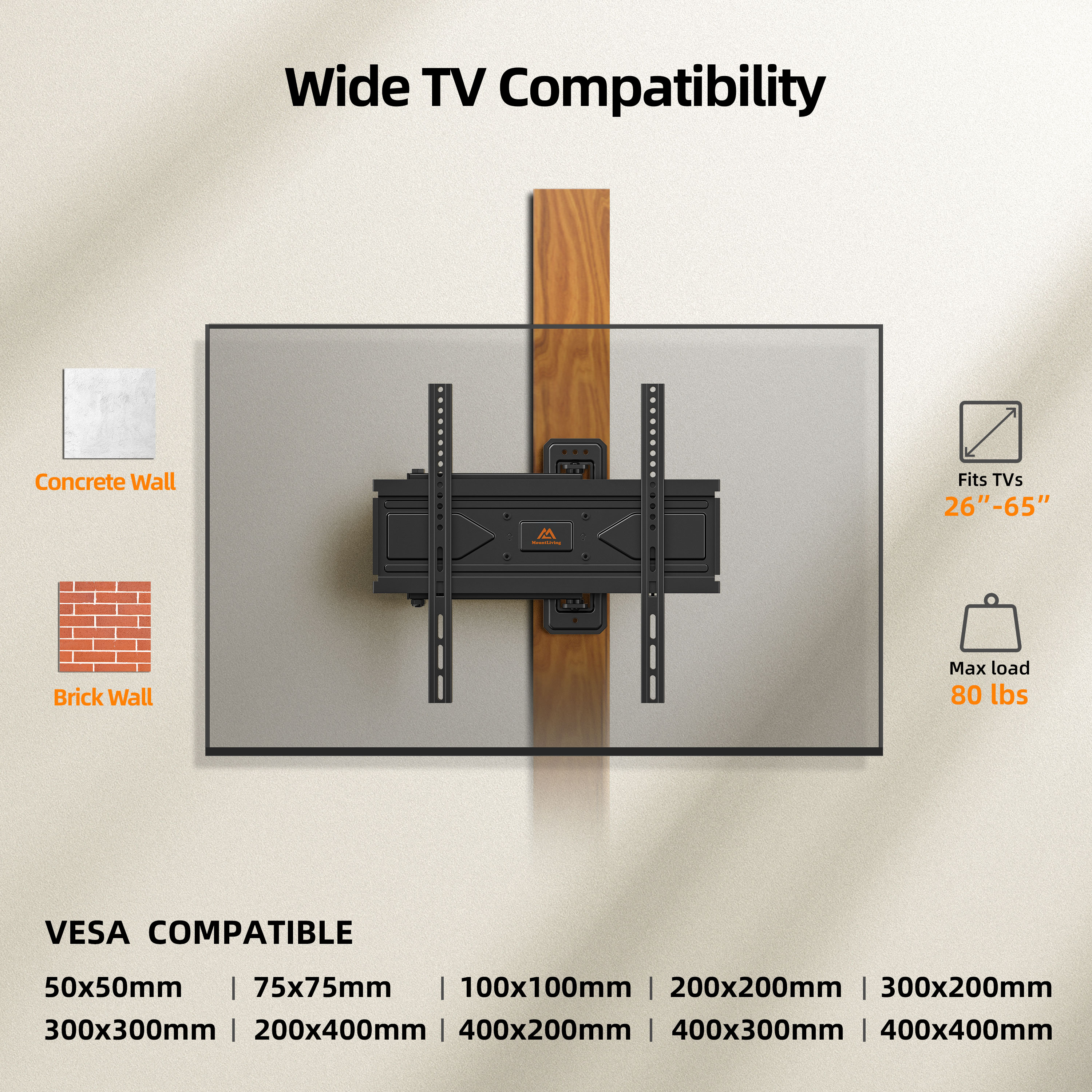 MountLiving Full Motion Corner TV Mount, 26-65 Inch, 80 lbs photo 5