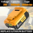 thumbnail image 1 of 6 Pack For DeWalt 20V 20 Volt Max XR 8.0AH Lithium Ion Battery Pack DCB206-2 DCB205-2e, 1 of 6