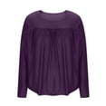 thumbnail image 5 of FRSASU Womens Plus Size Tops Pleated Crew Neck Puff Long Sleeve Blouse Casual Loose Tunic Shirts Purple, 5 of 7