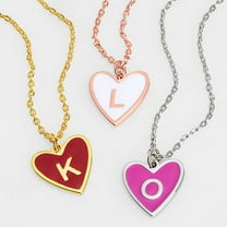 Personalized Planet Women's Petite Initial Heart with Enamel Necklace