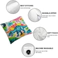 thumbnail image 4 of Acheng Dinosaur Decorative Throw Pillow Cover Case, Dino Colorful Kid Funny Cartoon Animal  Outdoor Pillow Cases Square Standard Cushion Covers for Sofa Couch Bed Car White, 4 of 6
