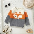 thumbnail image 4 of lnmuld Cute Sweaters Baby Girl Boy Cartoon Patchwork Color Block Knit Sweater Warm Sweatshirt Long Sleeve Shirt Tops Knitted Fall Winter Clothes Size:6-9 Months, 4 of 9