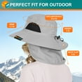 thumbnail image 4 of SUN CUBE Fishing Hat Sun Hat for Men, Women, Hiking Sun Hat with Neck Flap, Wide Brim, Chin Strap, Safari Summer Bucket Boonie Hat, UPF 50+ Outdoor Protection, Packable Breathable Mesh (Light Gray), 4 of 7