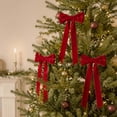 thumbnail image 3 of 10 Pack Velvet Christmas Tree Bows, lazos de terciopelo para arbol de navidad, 12.4 inch, Pre-Tied Long Tail Velvet Ribbon Bows, Christmas Wreath Decorations, Gift Wrapping Bows and Garland Decor, 3 of 7