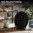 thumbnail image 3 of TANGJEAMER Round Folding Chair, Saucer Chair with Metal Frame, Comfy Moon Chairs for Bedroom, Living Rooms, Apartments, Garden and Courtyard (Black), 3 of 7