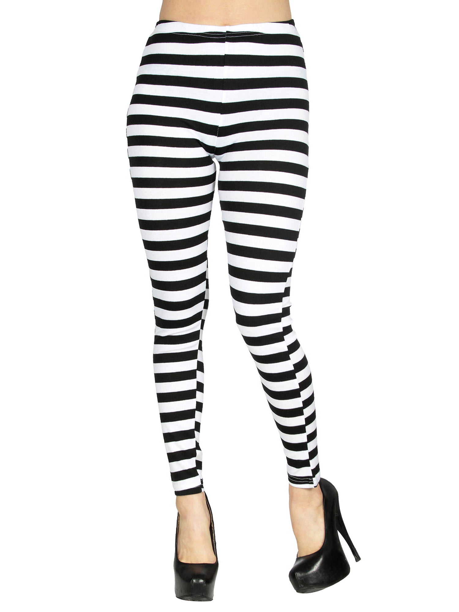 Hot Fashion Women's Girls Black & White Stripe Trousers Footless Skinny Legging 