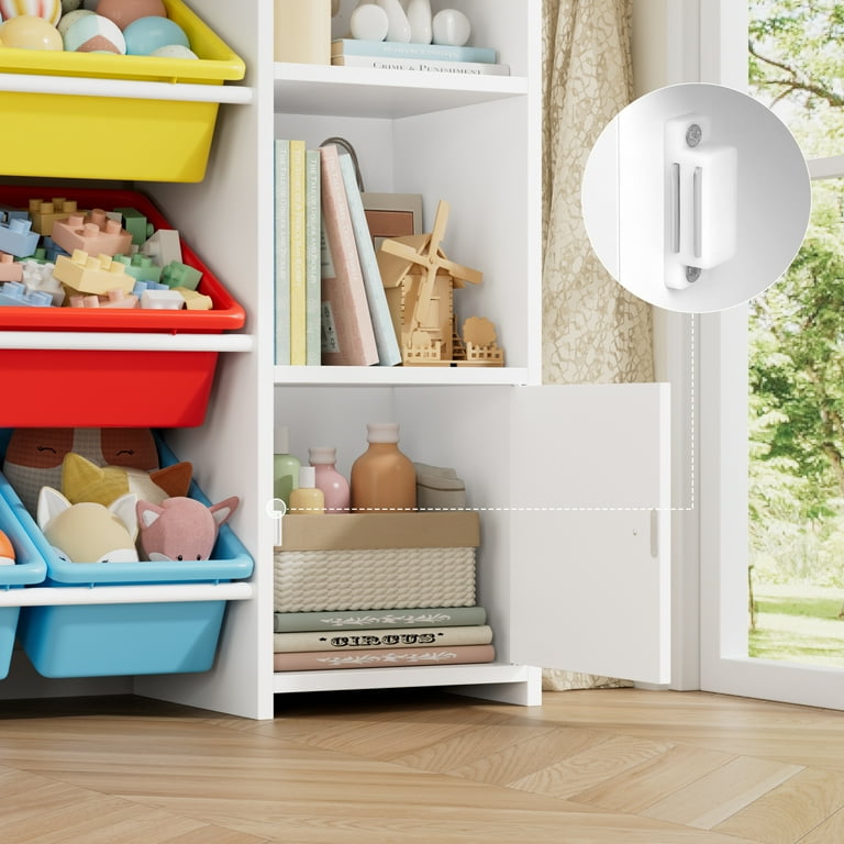 Homfa Kids Toy Cubby Bookcase with 9 Bins White Storage Organizer