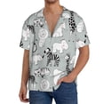 thumbnail image 3 of Balery African Animals Men's Casual Button Down Shirt Short Sleeve Textured Summer Cuban Beach Shirts-Large, 3 of 7