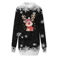 thumbnail image 4 of Fiaer Trendy Hoodie Women Christmas Oversized Hooded Sweatshirts Dress Reindeer Long Sleeve Comfort V Neck Casual Tops with Pocket Black XL, 4 of 5