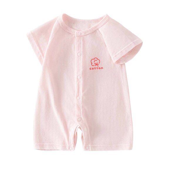 Bovxnpu Newborn Bodysuits Cotton Short Sleeve Crewneck Button Romper Infant Outfits