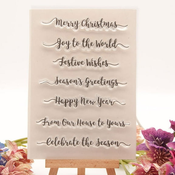 Ouginx 4.1 by 5.9 Inch New Year Christmas Blessing Clear Stamps for Card Making Scrapbooking Arts Crafts Decoration