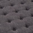 thumbnail image 4 of S-HOME Large Round Upholstered Tufted Linen Ottoman Coffee Table, Large Footrest Ottoman with Wood Shelf Storage, Dark Gray, 4 of 6