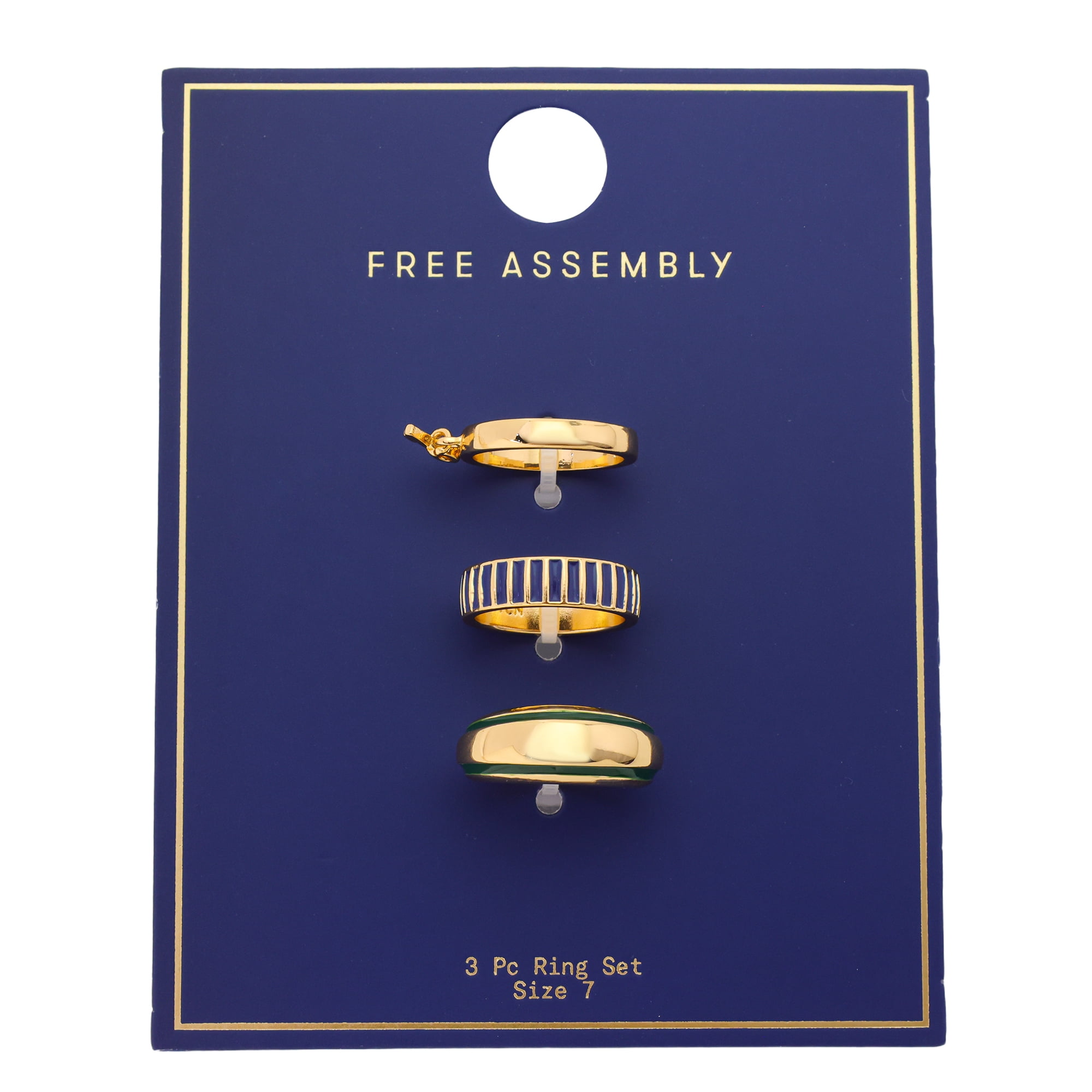 Free Assembly Women's Key Charm Ring Set, 3-Piece, Size 7