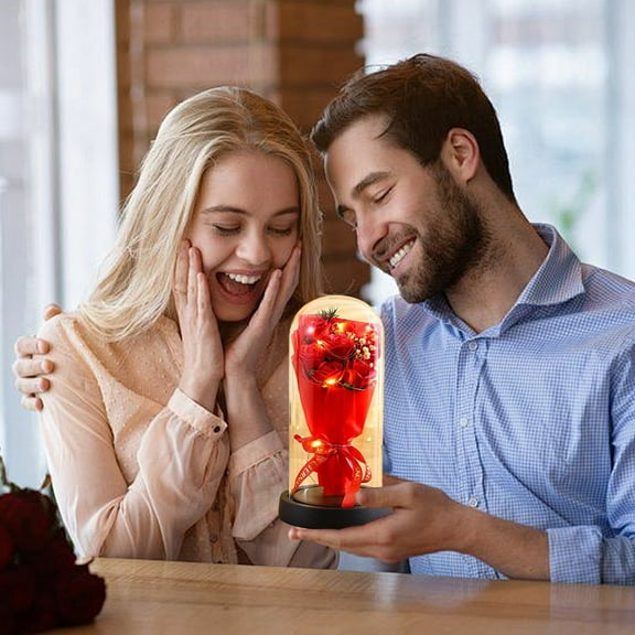 MixMart Preserved Flowers Gifts for Her,Preserved Rose Bouquet in Glass Dome, Flowers Fresh Bouquet Gifts for Christmas Valentine's Day Anniversary Birthday for Mom Girlfriend Wife Friends