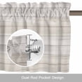 thumbnail image 6 of Beige Kitchen Curtain Valances for Windows Farmhouse Short Curtains, Farmhouse Simple Abstract Striped Wooden Grain Rod Pocket Valance Curtain for Bedroom Cafe Living Room, 6 of 8