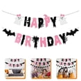 thumbnail image 6 of JIhuahe Happy Birthday Halloween Banner, Ghost Themed Party Decorations with Multi Color Paper Supplies for Spooky Celebration,White, 6 of 7