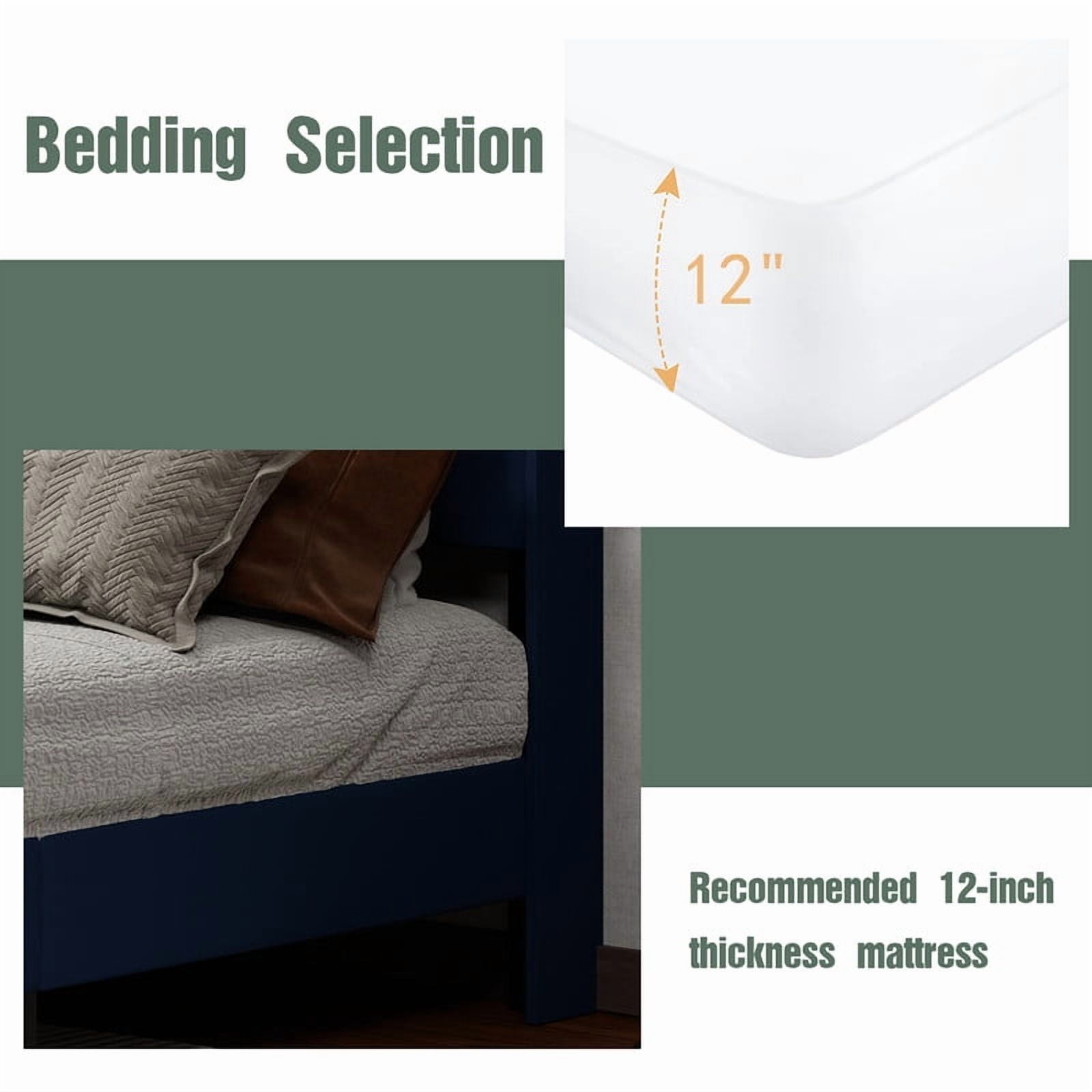 Caxkun Upholstered Platform Queen Size Bed Frame with Wingback headboard Wooden Slats Support,Blue Velvet