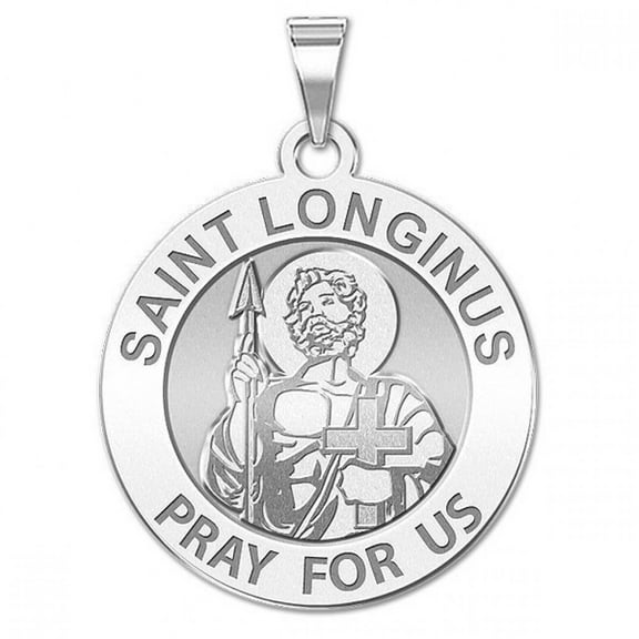 Picturesongold.Com Saint Longinus Religious Medal Necklace Pendants - 3/4 inch Size of a Nickel -Sterling Silver
