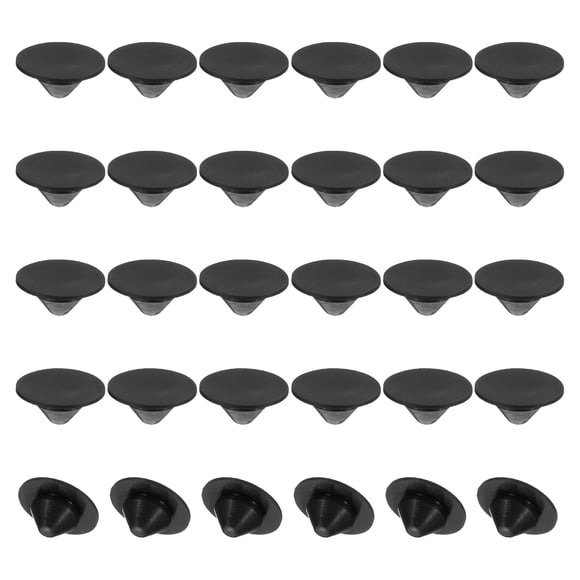 Unique Bargains Bouchon de Verrouillage Rond en Silicone de 10mm de Diamètre, 30 Pcs Bord Large pour Trou de 10-11mm, Noir