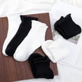 thumbnail image 2 of Bocaoying 6 Pairs Women's Ruffle Socks - White & Black Frilly Ankle Socks, Super Soft Cotton Cuffed Socks for Women & Girls, Breathable Casual Crew Socks for Everyday Wear, 2 of 8