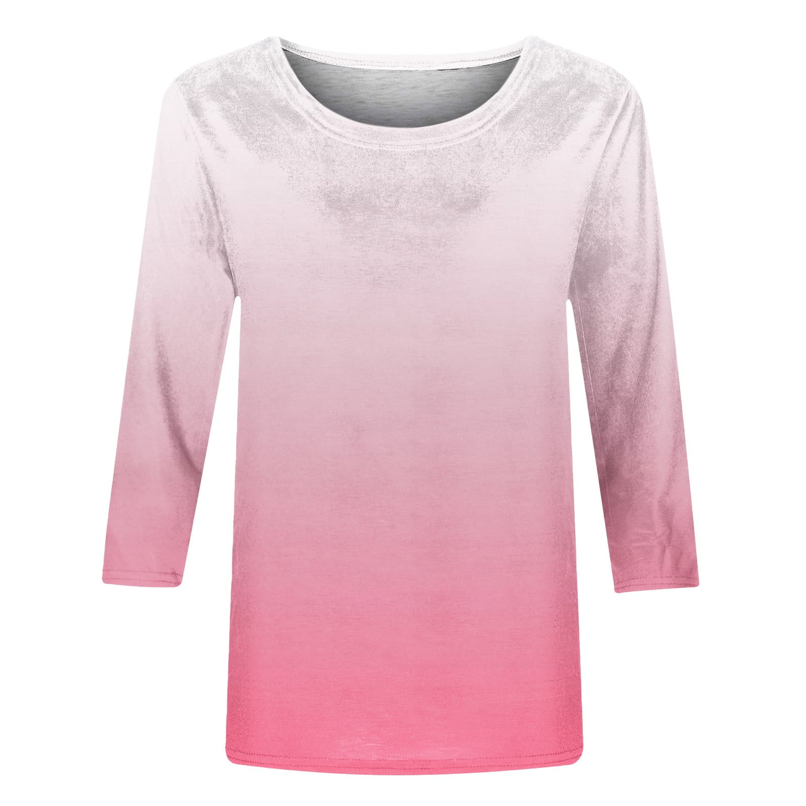 Women Gradient Printed T-Shirts Tops 2024 Summer 3/4 Sleeve Crew Neck Tops Dressy Casual Fashion Tshirts Trendy Loose Fit Tee Shirt Blouse