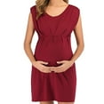 Joau Women’s Maternity Sleeveless Mini Dress Casual Pleat Sleep Dress