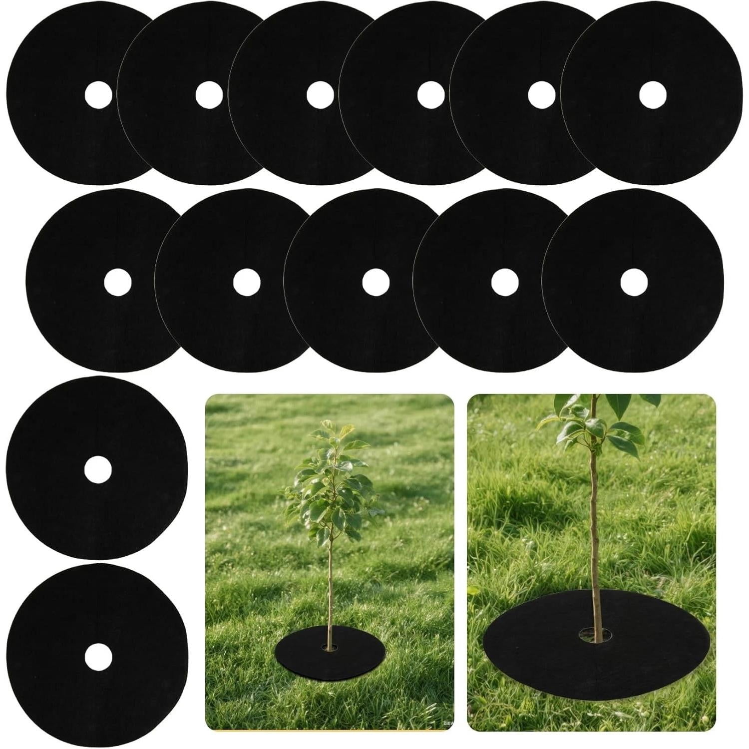 13 Pcs Tree Ring Mulch Mat Root Barrier Tree Protectors Weed Mat for Garden