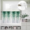 thumbnail image 5 of Kitchen Window Curtains Valance and Tier Set, Watercolor Green Botanical Leaves Rod Pocket Tier Curtain Valance Set, Farm Plant Wood Grain Light Filtering Cafe Curtains for Bedroom Living Room, 5 of 9