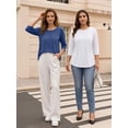 thumbnail image 4 of MOYIKO 3/4 Length Sleeve Womens Tops Round Neck T Shirts Pleated Tunic Summer Blouses Dressy Casual, 4 of 7
