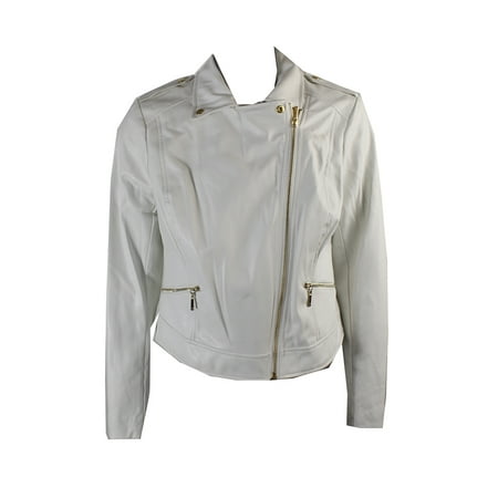 ThaliaSodi - Thalia Sodi White Faux-Leather Moto Jacket S - Walmart.com