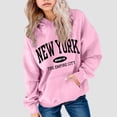 thumbnail image 2 of YDFCWXW Fall Preppy Graphic Hoodie for Girls Casual Long Sleeve Pullover Top with Pocket (Pink, 4-5 Years), 2 of 5