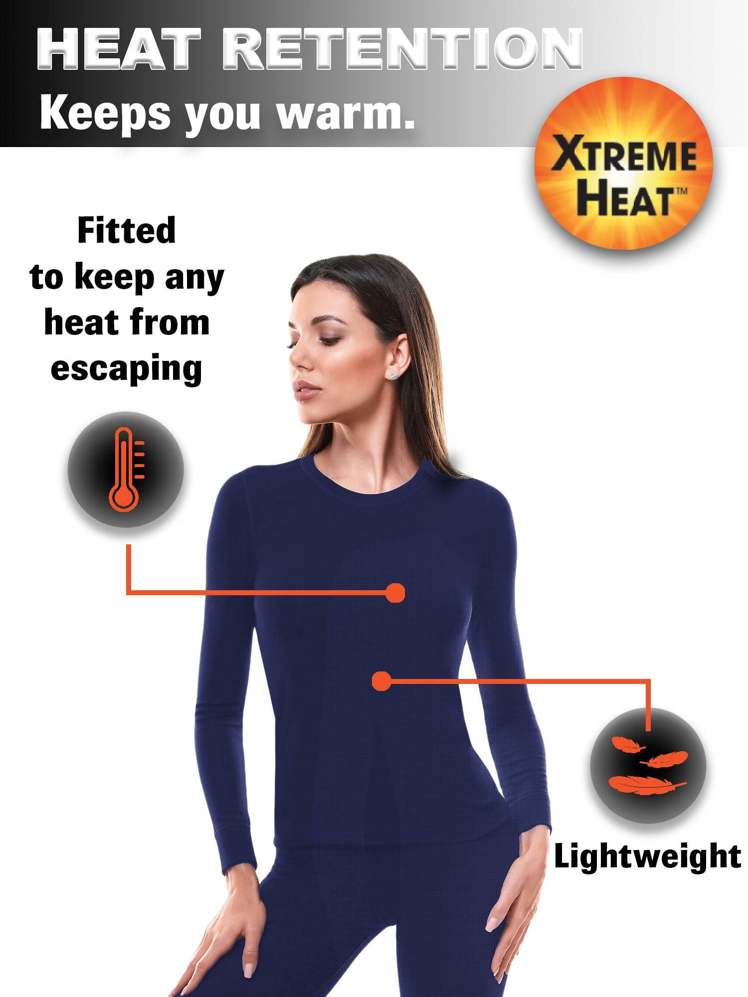 Xtreme Heat Womens Thermal Underwear Set Insulated Shirt & Long Johns, Sizes S-XL