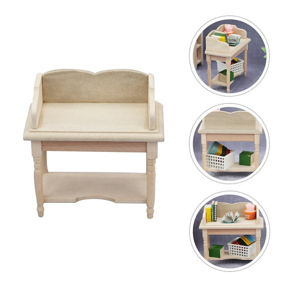 Worgeous Dollhouse Wooden Desk for Decor Beige Miniature Furniture Synthetic Material Great for DIY