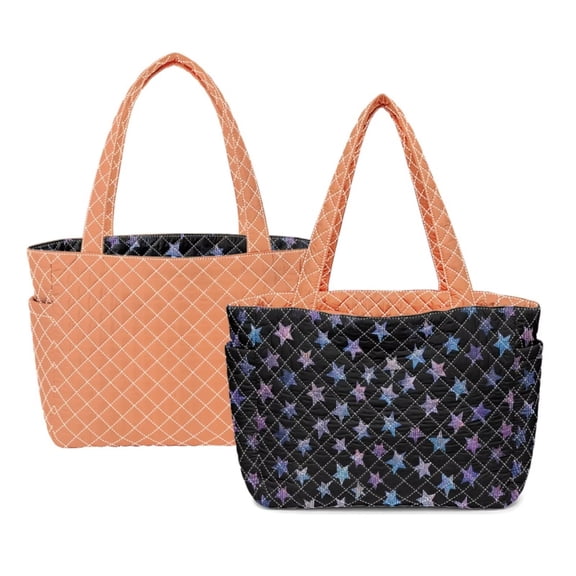 Pzuqiu Gradient Star Large Capacity Quilted Tote Bag for Women Lightweight Puffer Work Tote Bag Trendy Carryall Work Travel Totes for School Everyday Use Soft Shoulder Handbag