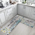 thumbnail image 2 of Flower Kitchen Rugs and Mats Non Skid Washable Set of 2, Daisy White Floral Wooden Kitchen Runner Rug, Farmhouse Vintage Rustic Kitchen Floor Mat Under Sink Mat Throw Rug for Doormat, 2 of 6
