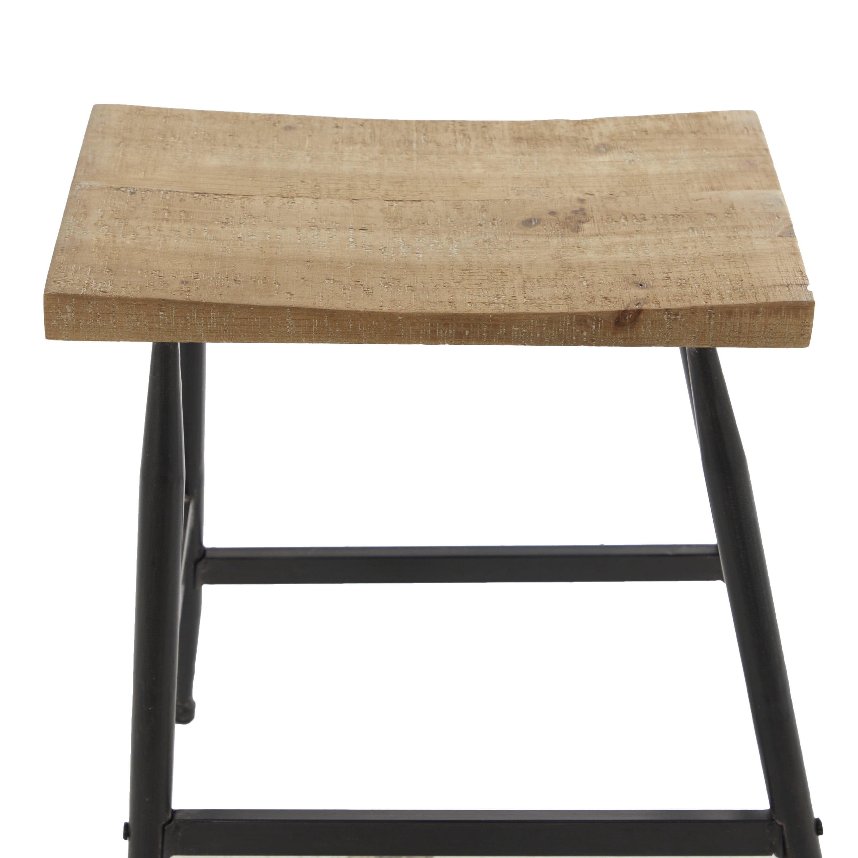 DecMode 18" x 19" Black Metal Counter Stool with Brown Wood Top, 1-Piece