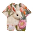 thumbnail image 4 of Penkiiy Toddler Girl Happy Easter Day Shirt Bunny Rabbit Hip Hop Outfit Egg Hunt Tshirt Short Sleeve Clothes Kid Tee Top 3-4 Years Pink, 4 of 5