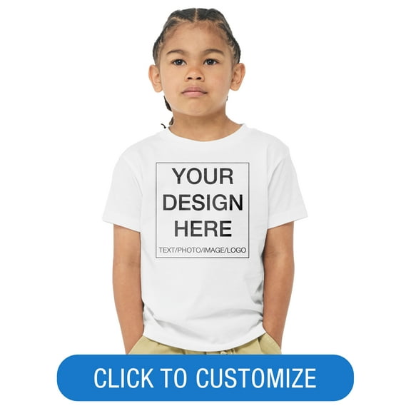 BELLA CANVAS Youth Short Sleeve Personalized T-Shirt, Create Your Own Designs, White, Youth Medium, Unisex
