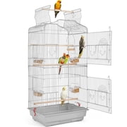 Alden Design Large 41" Metal Bird Cage with Play Top for Parakeets and Lovebirds, Light Gray