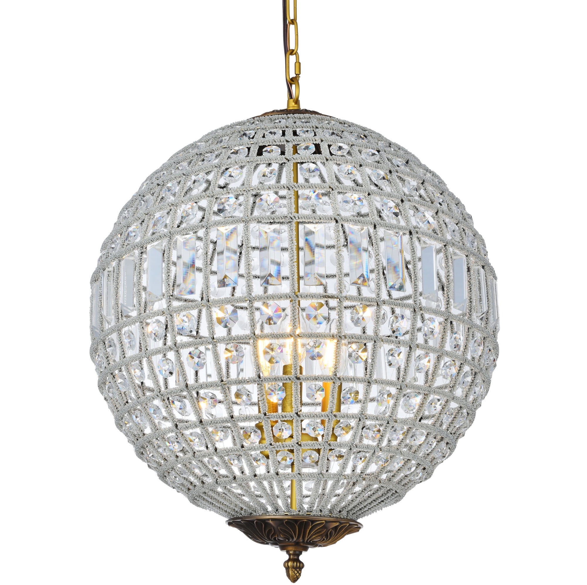 Elegant Lighting 1205D18 Olivia 18" Wide 3 Light Crystal Globe Pendant