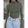 thumbnail image 6 of Trendy Queen Women's Turtleneck Long Sleeve Shirts Fall Fashion Basic Thermal Underwear Tops Winter Clothes, 6 of 13