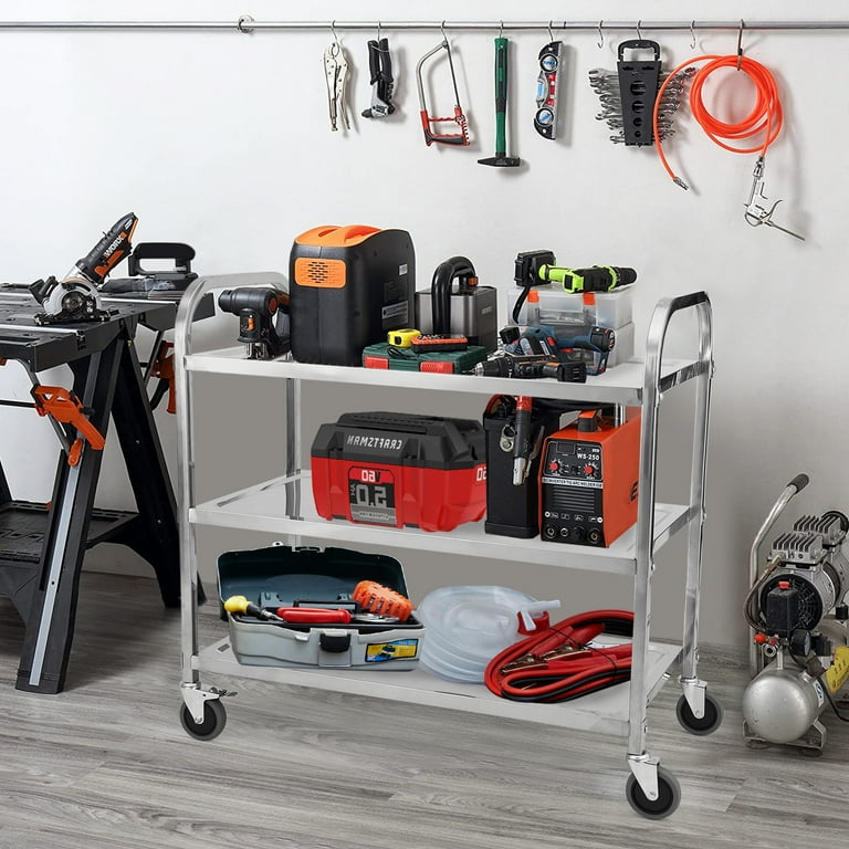 Stainless Steel 3 Tier Utility Cart Kitchen Trolley Catering Storage | Cyprus