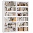 thumbnail image 7 of Hiphuta 63"W Extra Large and Sturdy Bookcase, Double Wide 6-Tier Bookshelf, Tall Bookcase for Home Office and Living Room, Wooden Freestanding Display Shelf, White, 7 of 7
