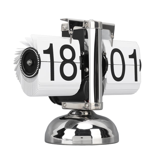 Flip Clock, Retro Flip Down Clock Mechanical Digital Flip Desk Clock Large Number Battery Powered Internal Gear Operated Clock, Table Clock for Home Office School Hotel Cafe
