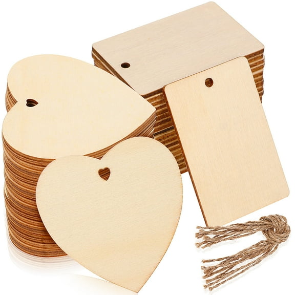 ETHZZLE 1Set Diy Craft Unfinished Wood Slices Rectangle 5.5X3.8X0.2In For Handicraft Enthusiasts
