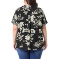 thumbnail image 3 of Agnes Orinda Women's Plus Size Shirts Floral Print Button Collared V Neck Roll Short Sleeve Elegant Tops 3X Black, 3 of 6