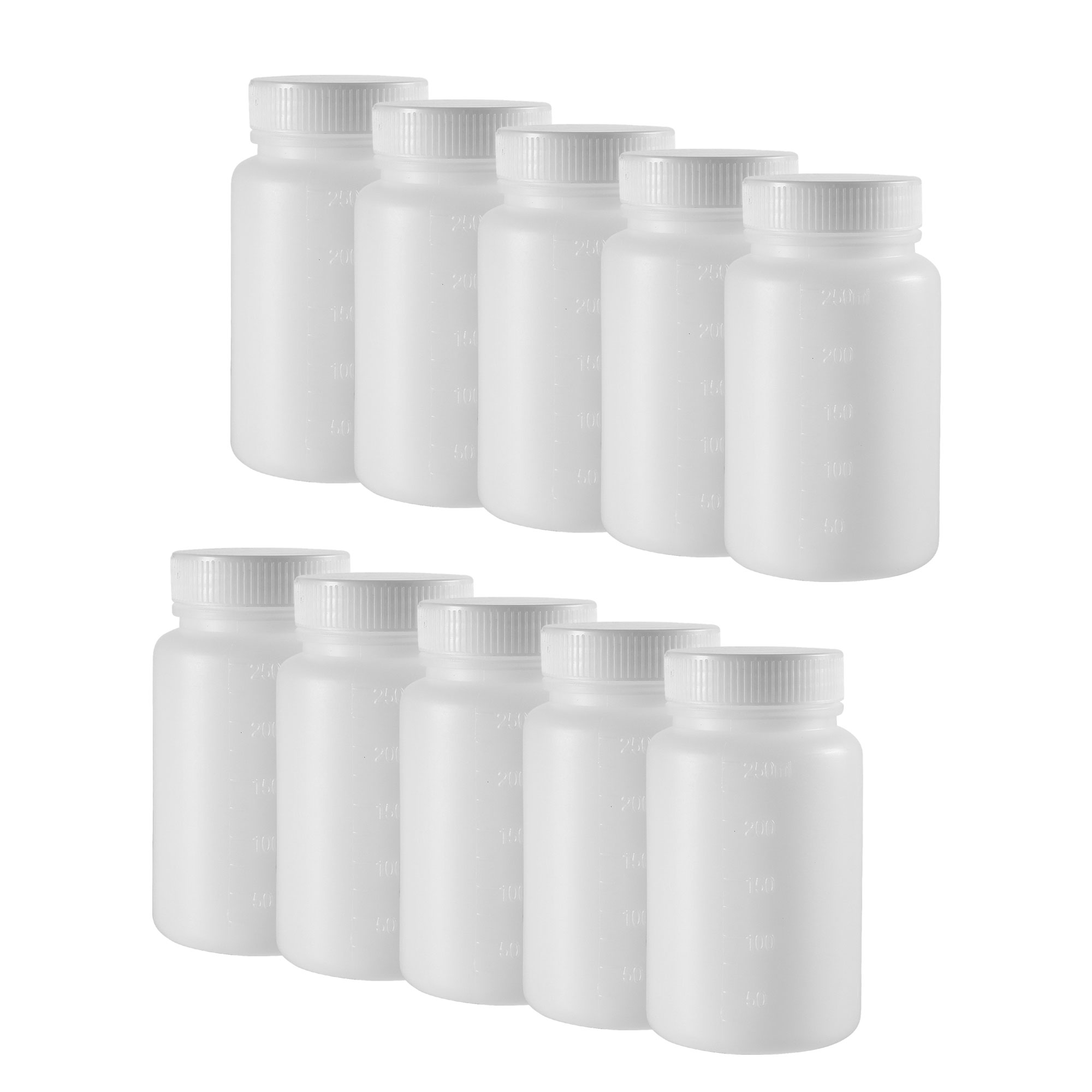 Plastic Lab Chemical Reagent Bottle 250ml/8.5oz Wide Mouth Sample