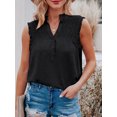 thumbnail image 3 of Women Sleeveless Blouse Ruffles Button V Neck Vest Casual Tops, 3 of 8