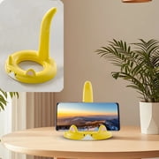 TOUMENY Plastic Phone Stand, Cute Desktop Phone Holder for Horizontal Vertical Viewing, Portable Mini Phone Stand with Funny for Desk Decoration Gift, Yellow